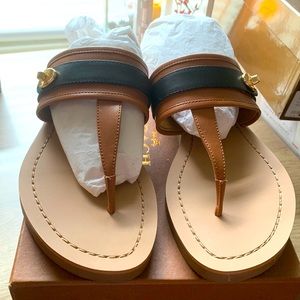 NIB Coach Eileen Semi Matte Leather Thong Sandals size 8